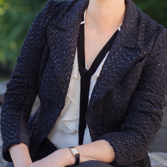 Couture Tweed Blazer | Marni | Black and Navy Metallic - Picture 2 of 10